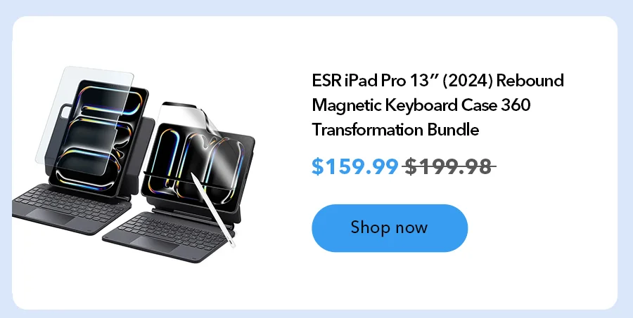ESR iPad Pro 13ʺ (2024) Rebound Magnetic Keyboard Case 360 Transformation Bundle