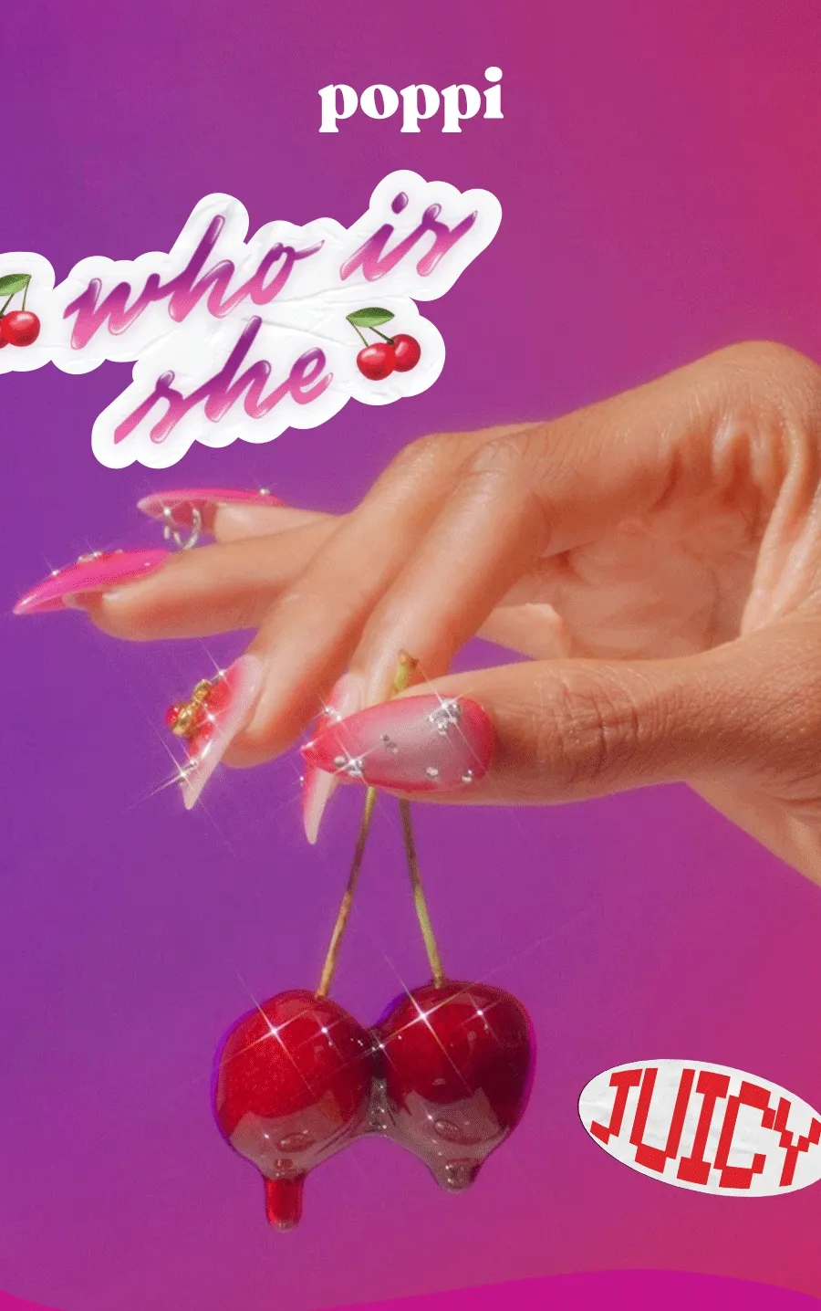 poppi | who is she | GIF with dripping cherries | JUICY
