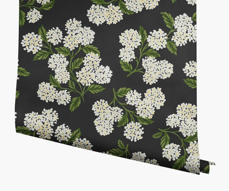 Image of Hydrangea Wallpaper - Black & White
