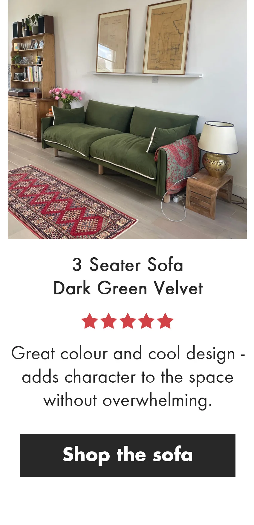 Dark Green Velvet Sofa
