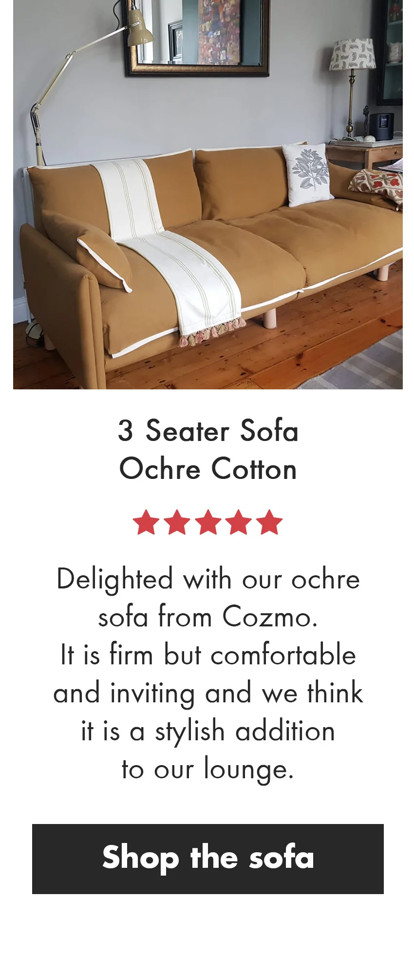 3 Seater Sofa - Ochre Cotton