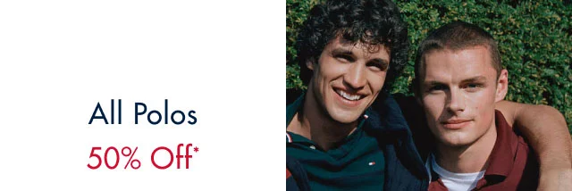 All polos 50% off*