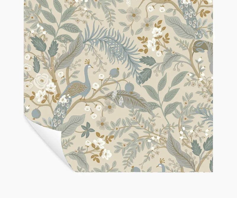 Image of Peacock Garden Peel & Stick Wallpaper - Linen