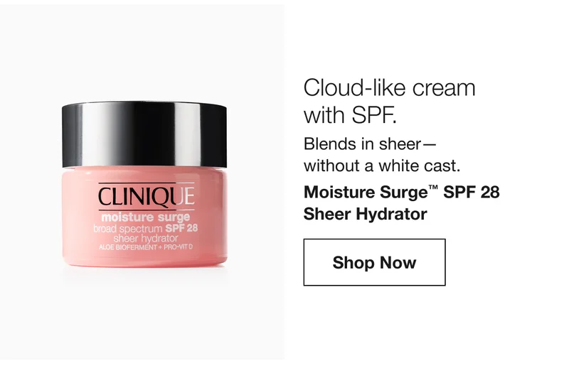 Cloud-like cream with SPF. Blends in sheer-without a white cast. Moisture Surge™ SPF 28 Sheer Hydrator | Shop Now