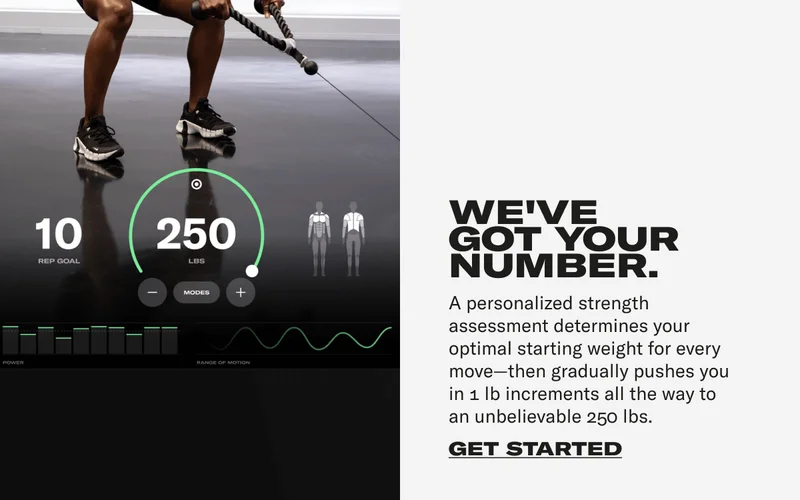 WE'VE GOT YOUR NUMBER. A personalized strength assessment determines your optimal starting weight for every move-then gradually pushes you in 1 lb increments all the way to an unbelievable 250 lbs. CTA: GET STARTED