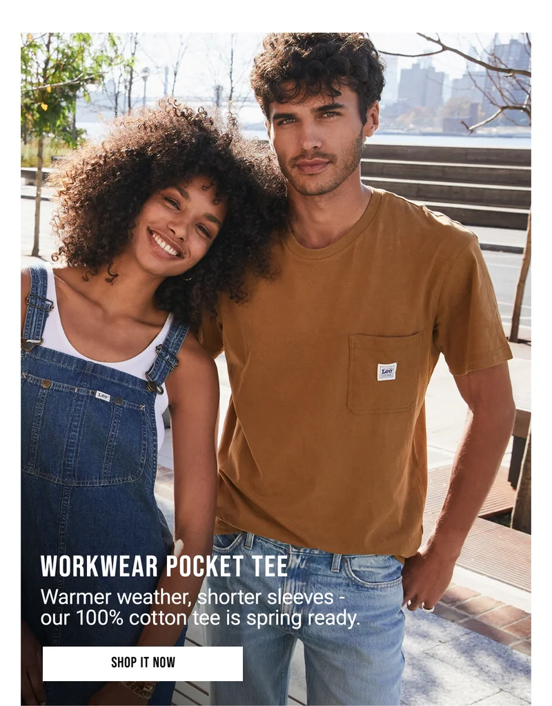 Workwear Pocket Tee Warmer weather, shorter sleeves -  our 100% cotton tee is spring ready. Shop it Now