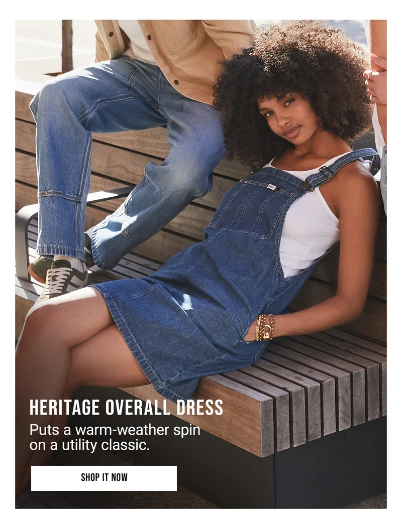 HERITAGE OVERALL DRESS Puts a warm-weather spin  on a utility classic. Shop it Now
