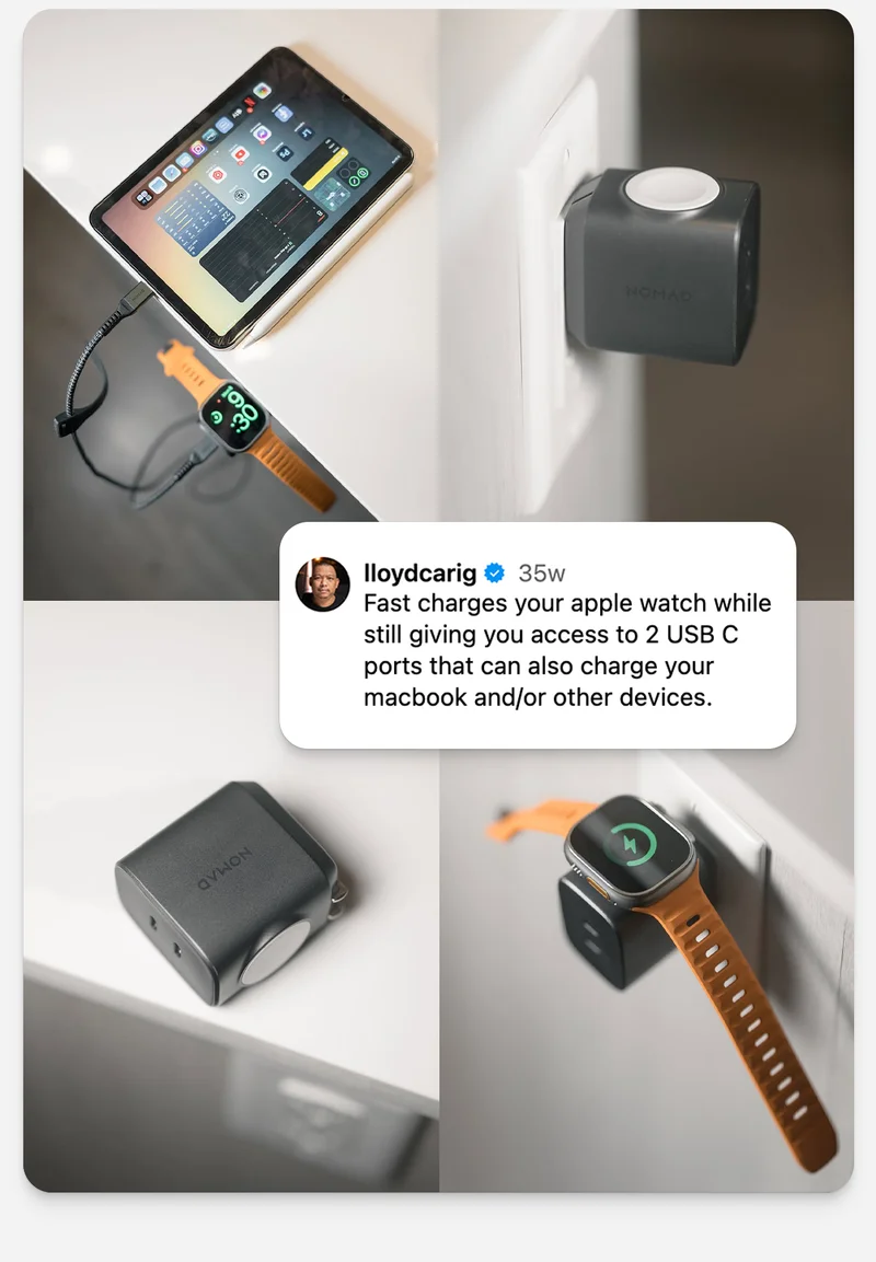Fast charges your apple watch while still giving you access to 2 USB C ports that can also charge your macbook and/ or other devices." - Lloyd Carig