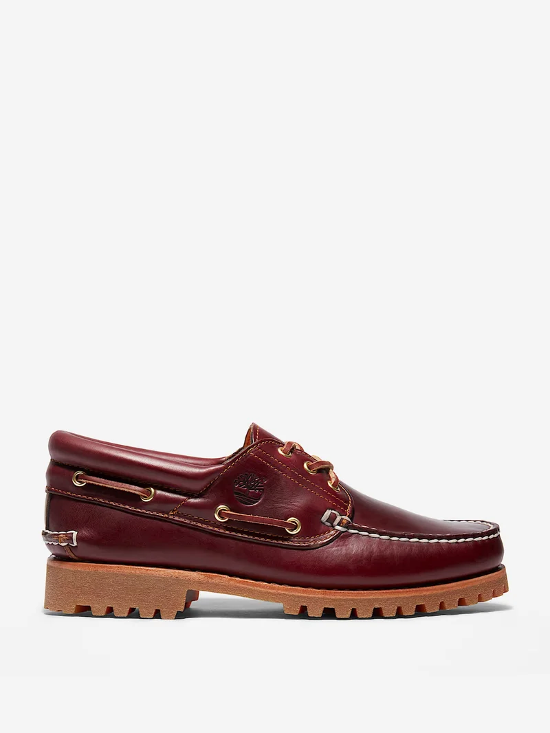 Image of Timberland Authentic 3-Eye Lug Handsewn Boat Shoe - Burgundy