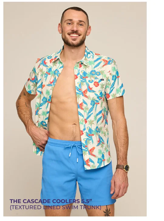 Textured Lined Swim Trunk: The Cascade Coolers 5.5"