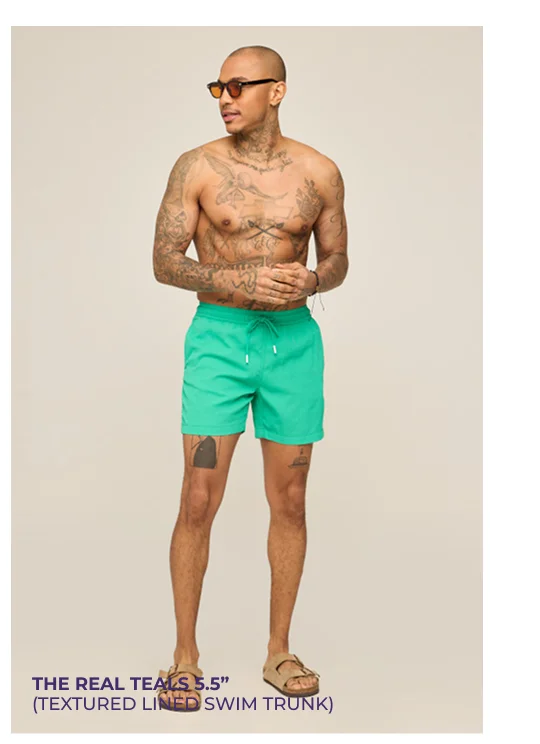 Textured Lined Swim Trunk: The Real Teals 5.5"
