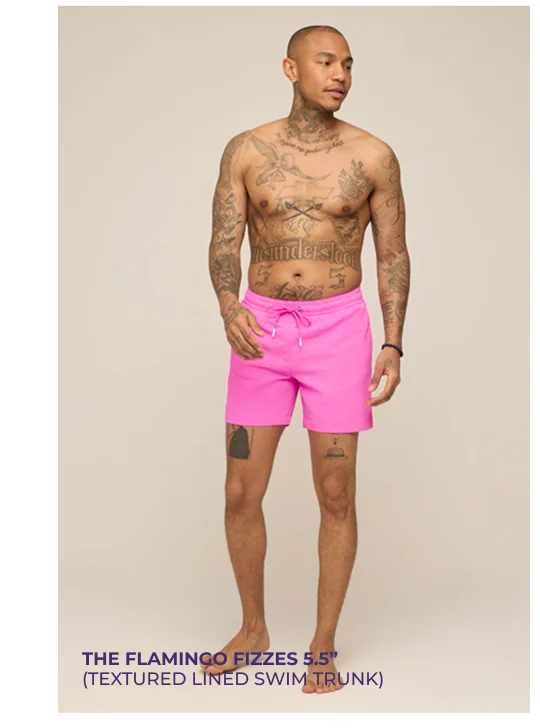Textured Lined Swim Trunk: The Flaming Fizzies 5.5"