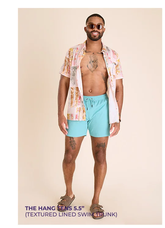 Textured Lined Swim Trunk: The Hang Tens 5.5"