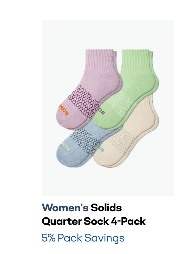 Women's Solids Quarter Sock 4-Pack | 5% Pack Savings