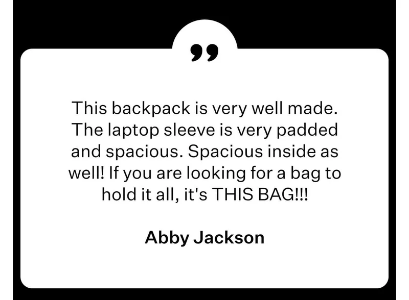 Abby Jackson - This backpack is very well made. The laptop sleeve is very padded and spacious. Spacious inside as well! If you are looking for a bag to hold it all, it's THIS BAG!!!