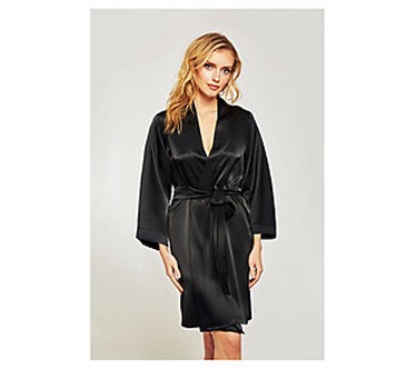 iCollection Soft Satin Black Robe  Size M  Black