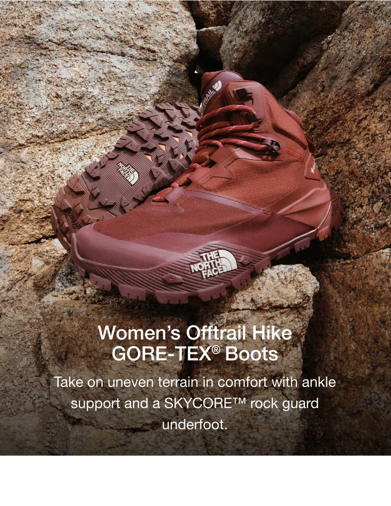 Women's Offtrail Hike GORE-TEX® Boots. Take on uneven terrain in comfort with ankle support and a SKYCORET™ rock guard underfoot.