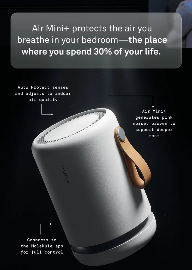Air Mini+ protects the air you breathe in your bedroom—the place where you spend 30% of&nbsp;your life.
