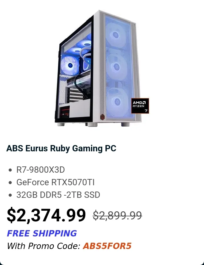 ABS Eurus Ruby Gaming PC