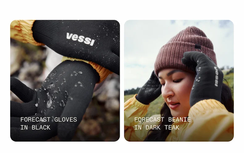 Forecast Gloves in Black and Forecast Benie in Dark Teak