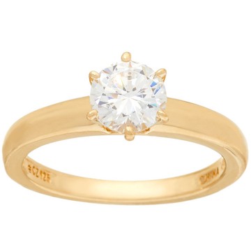 Diamonique 1.00 cttw Solitaire Ring, 14K Yellow Clad