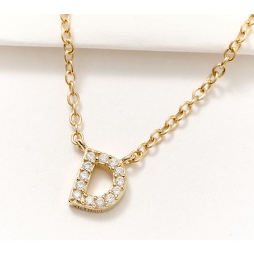 Diamonique Yours Truly Initial Station Necklace, 14K Gold Plated