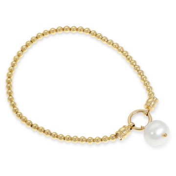 Or Paz 14K Gold Plated Cultured Pearl Charm Str etch Bracelet