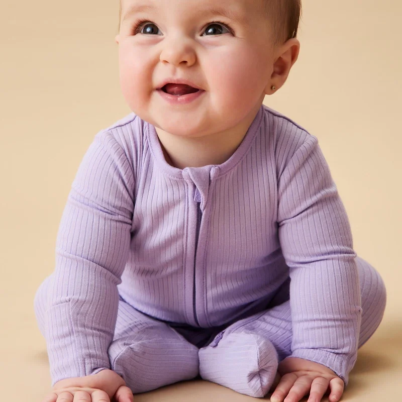 Image of Ribbed Clever Zip Footed Baby Pajamas