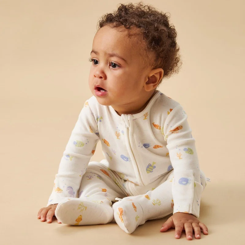 Image of Little Fish Clever Zip Baby Pajamas