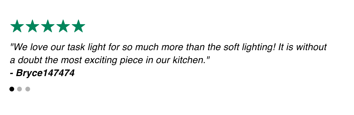 "We love our task light for so much more than the soft lighting! It is without a doubt the most exciting piece in our kitchen."