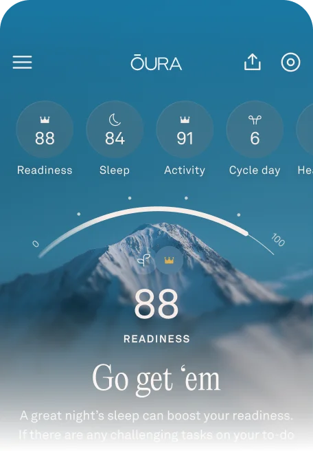 Oura app home screen