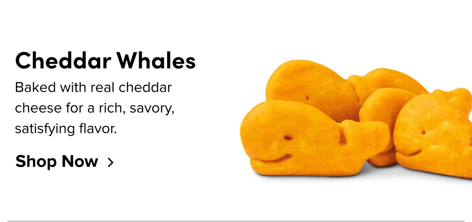 Cheddar Whales: Baked with real cheddar cheese for a rich, savory, satisfying flavor; Shop now