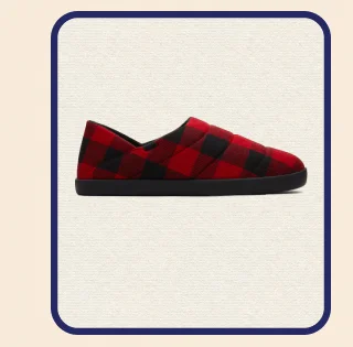 Ezra Red Buffalo Plaid Fleece Convertible Slipper