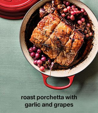 Roast Porchetta with Garlic and Grapes Recipe