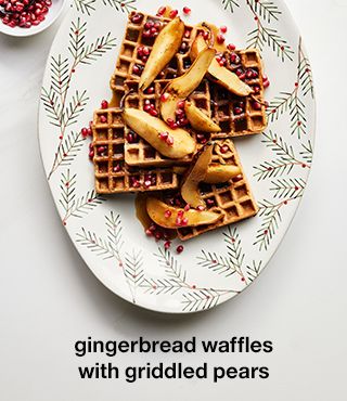 Gingerbread Waffles with Griddled Pears