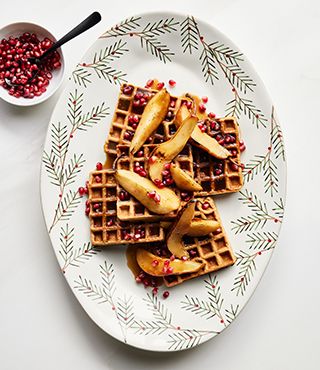Gingerbread Waffles with Griddled Pears