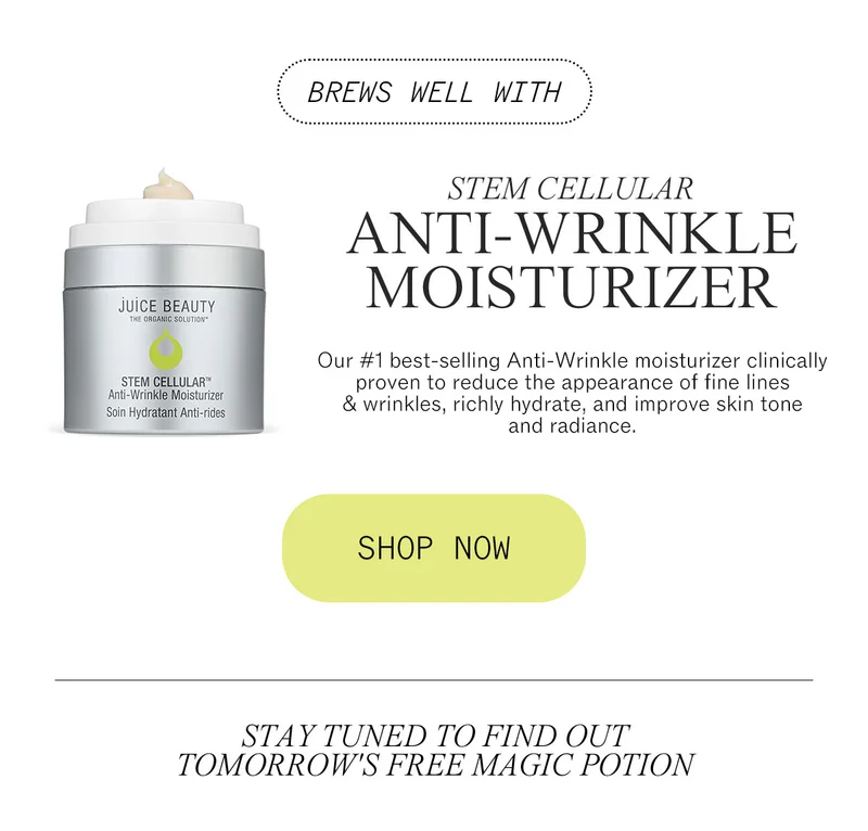 Brews Well With Stem Cellular Anti-Wrinkle Moisturizer