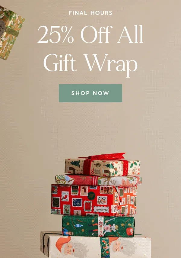 25% Off All Gift Wrap