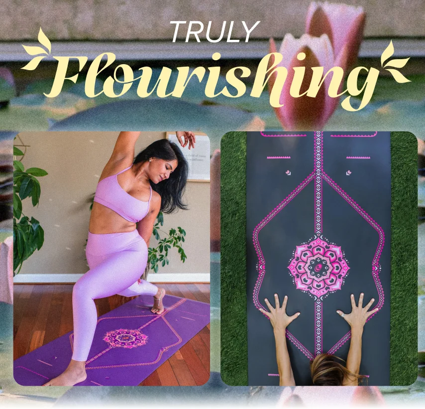Truly Flourishing - Blossoming Lotus Yoga Mat now available in Grey and Purple