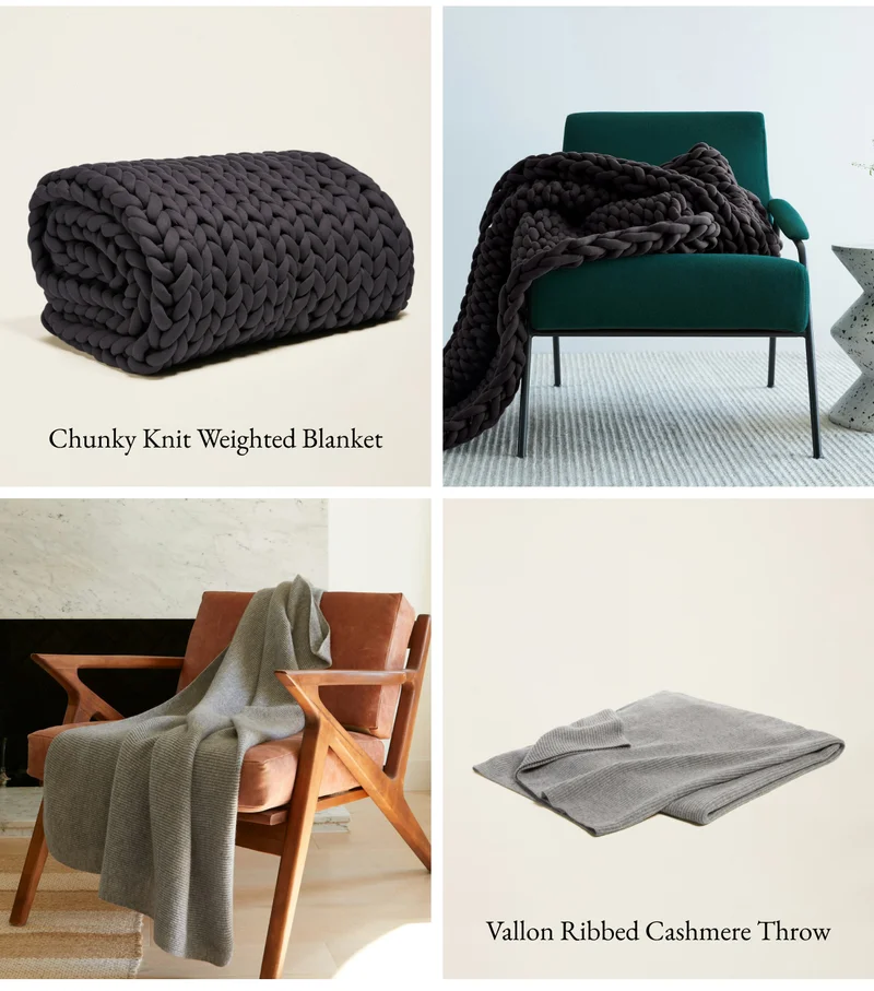 Bedding, throws, and home fragrances