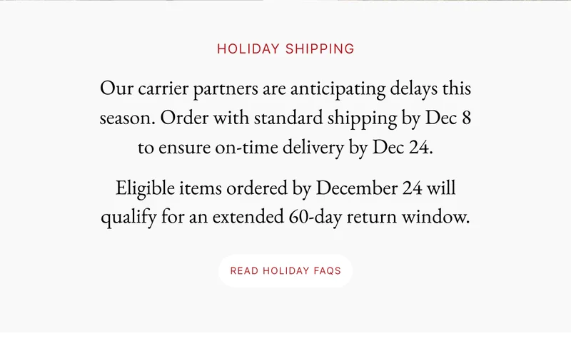 Holiday Shipping