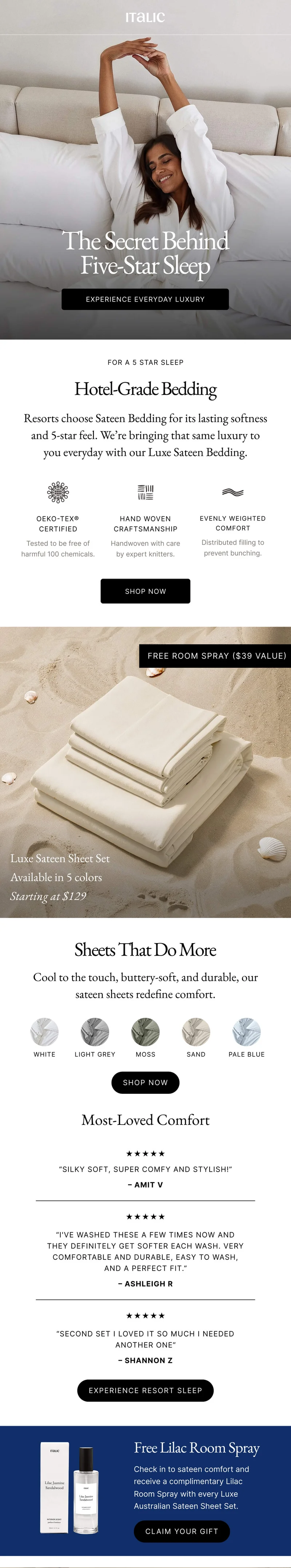 Italic | The Secret Behind Five-Star Sleep EXPERIENCE EVERYDAY LUXURY | https://italic.com/collection/home/home-bedding