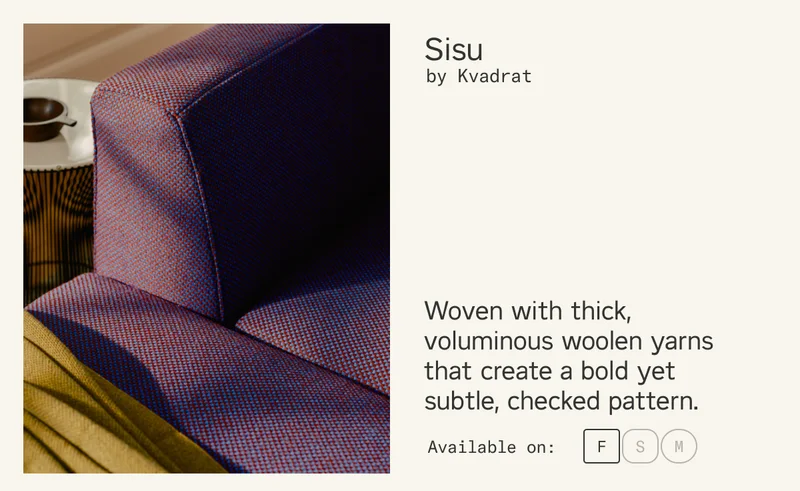 Sisu by Kvadrat. Woven with thick, voluminous woolen yarns that create a bold yet subtle, checked pattern.