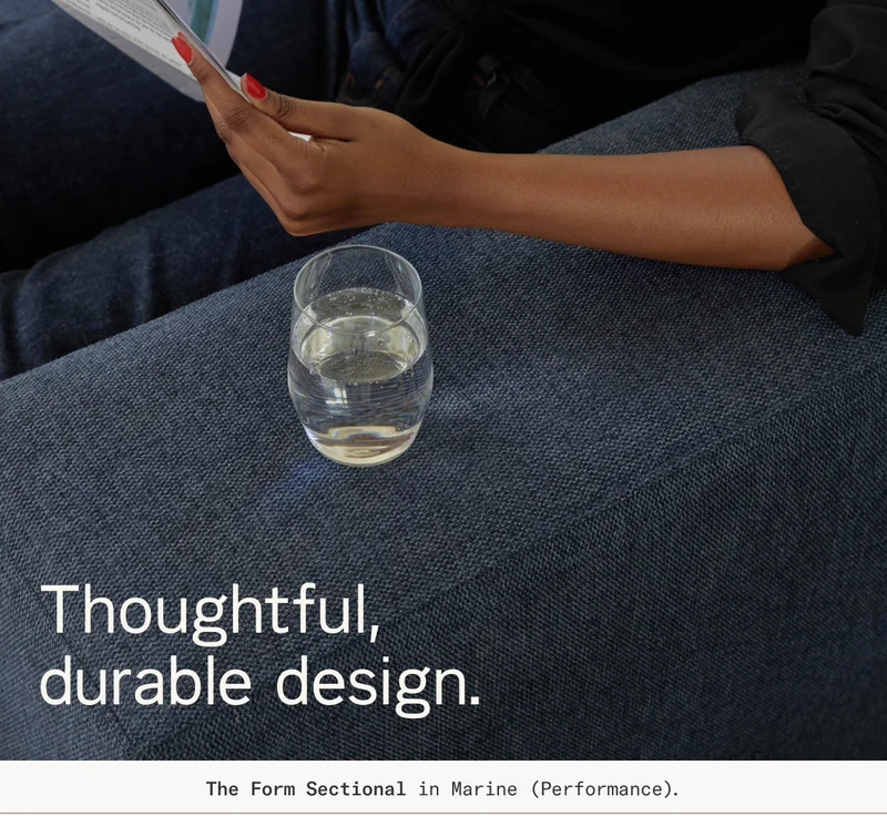 Thoughtful, durable design. The Form Sectional in Marine.