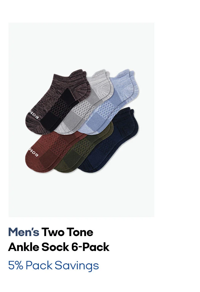 Men's Two Tone Ankle Sock 6-Pack 5% Pack Savings