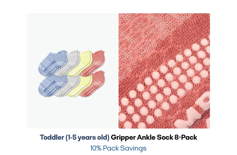 Toddler (1-5 years old) Gripper Ankle Sock 8-Pack 10% Pack Savings