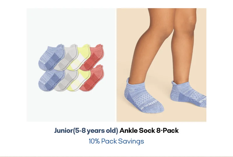 Junior (5-8 years old) Ankle Sock 8-Pack 10% Pack Savings