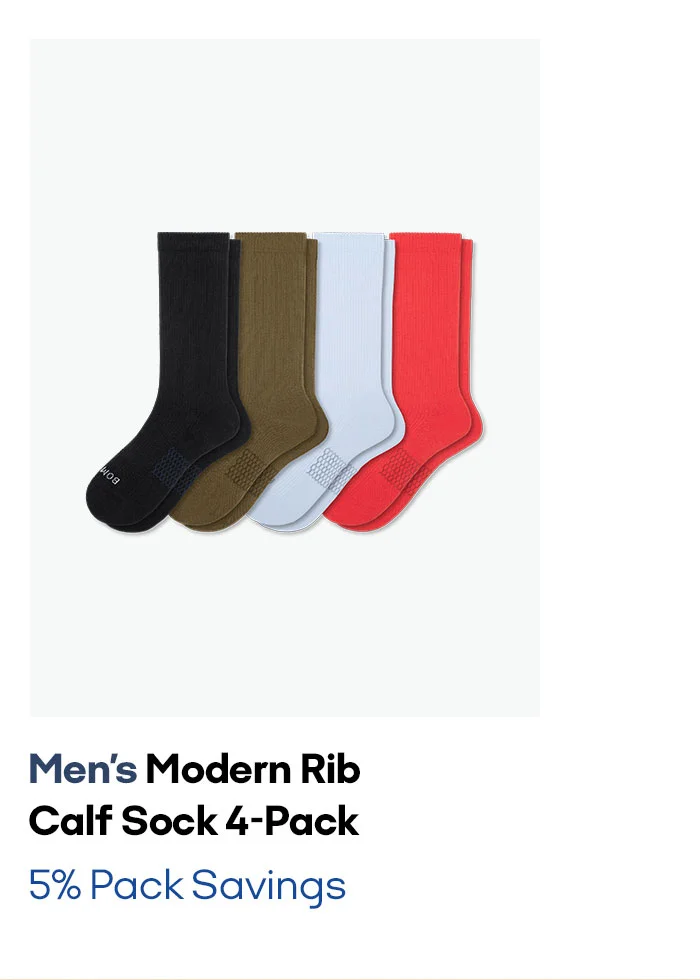 Men's Modern Rib Calf Sock 4-Pack 5% Pack Savings