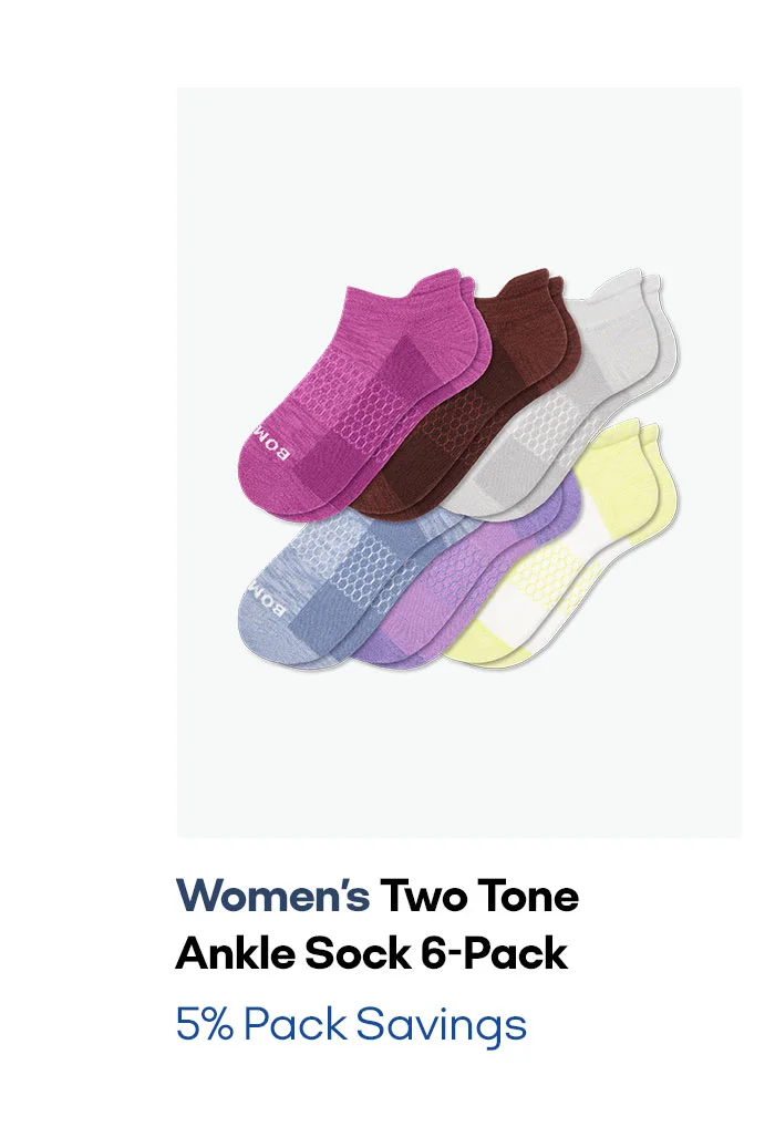 Women's Two Tone Ankle Sock 6-Pack 5% Pack Savings
