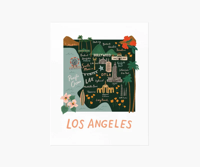Image of Los Angeles Map Art Print